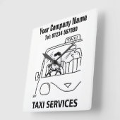 タクシー&レンタカーのサービス漫画の時計 スクエア壁時計 (傾斜)