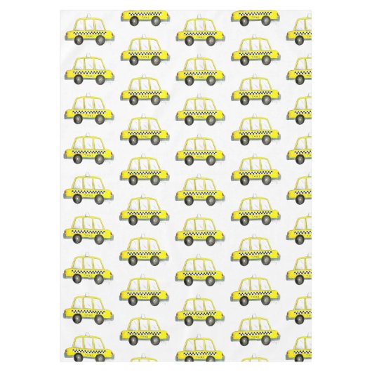 タクシーNYCイエローニューヨークシティ市松模様にキャブプリント テーブルクロス (正面)