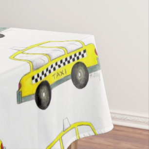 タクシーNYCイエローニューヨークシティ市松模様にキャブプリント テーブルクロス