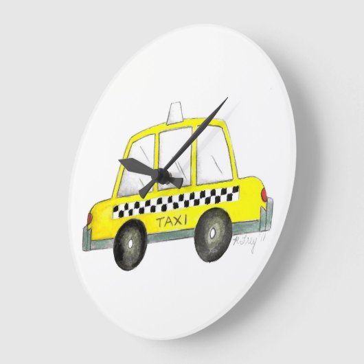 タクシーNYCイエローニューヨーク市キャブ市松模様にギフト ラージ壁時計 (傾斜)