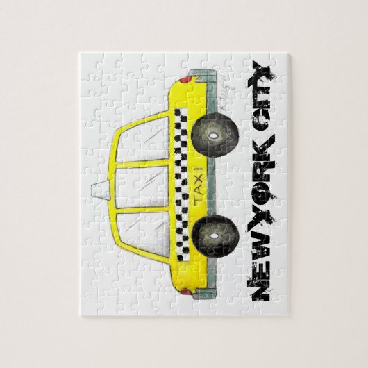 タクシーNYCイエローニューヨーク市松模様にシティキャブカー ジグソーパズル (縦)