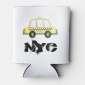 タクシーNYCイエローニューヨーク市松模様にシティキャブカー 缶クーラー (正面)