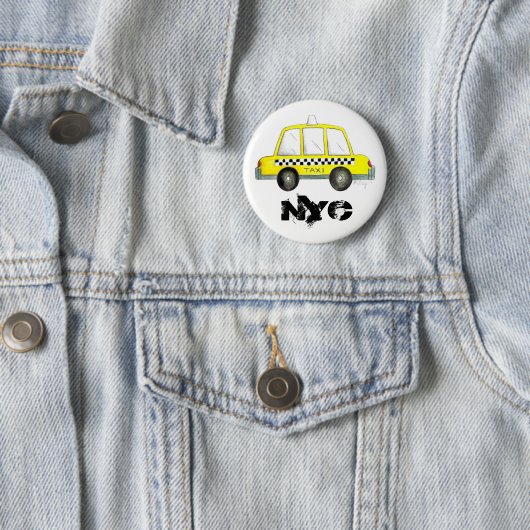 タクシーNYCイエローニューヨーク市松模様にシティキャブカー 缶バッジ (インサイチュ)