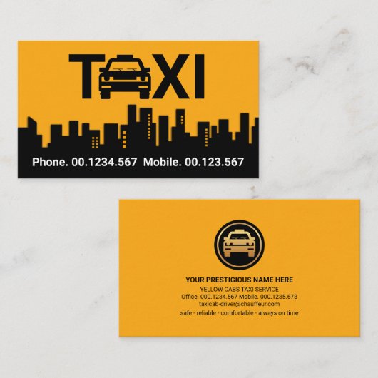 タクシ素晴らしー車建物シルエット 名刺 (正面/裏面)
