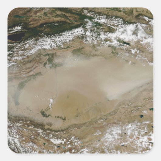 タクリマカン砂漠の砂塵の嵐、西中国 スクエアシール (正面)