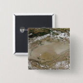 タクリマカン砂漠の砂塵の嵐、西中国 缶バッジ (正面&裏面)