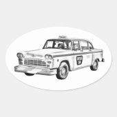 タク市松模様にシャブイラストレーション 楕円形シール (正面)