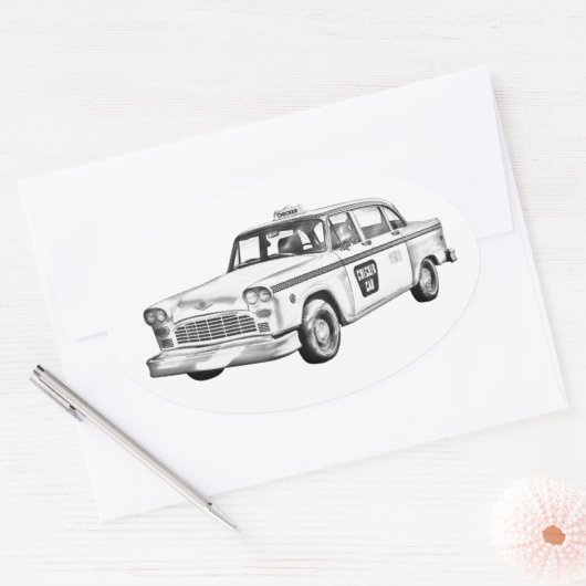 タク市松模様にシャブイラストレーション 楕円形シール (封筒)