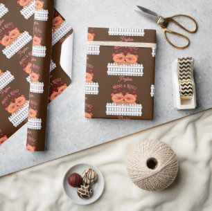 タグとキス名の折り返し紙 ラッピングペーパー