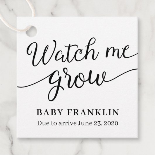 タグの成長を見る、赤ちゃんシャワーの好意タグ、 フェイバータグ (正面)