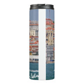 タグス川の古いフェリーとリスボンのスカイライン タンブラー (裏面)