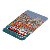 タグス川の古いフェリーとリスボンのスカイライン マグネット (左側)