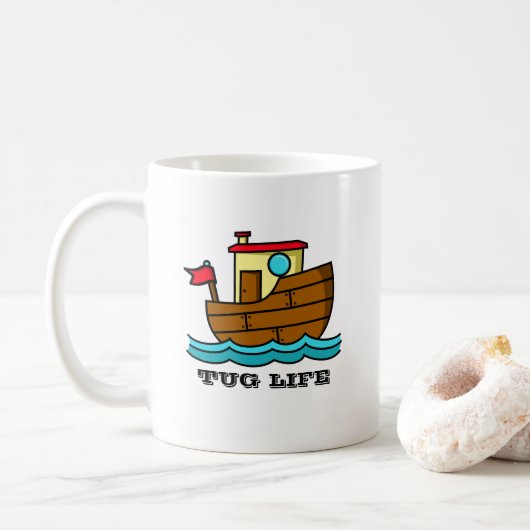 タグボートの人生 カートゥーン タグボートのカスタマイズ コーヒーマグカップ (ドーナツ)