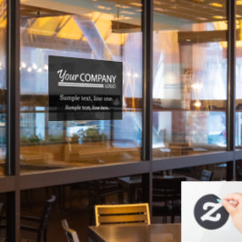 タグライン付き基本的なブラックビジネスロゴの看板ディスプレイ ウィンドウサイン