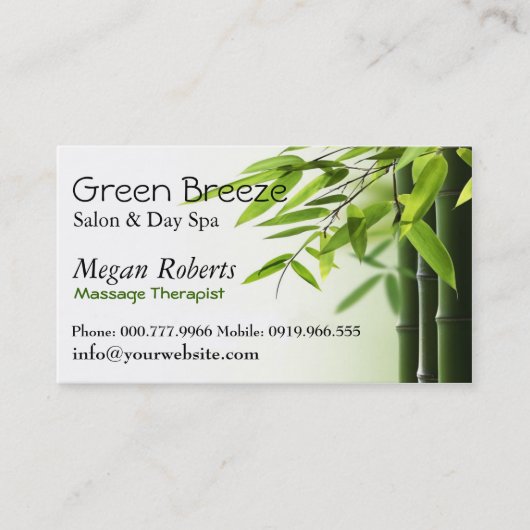 タケのスパのスキンケアのマッサージのサロンの霊気 予約カード (正面)