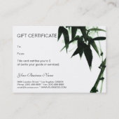 タケの茎の東洋の禅のTouchのギフト券 割引カード (裏面)