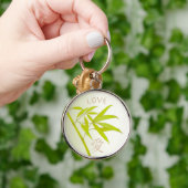 タケの葉および愛記号Keychain キーホルダー (手)