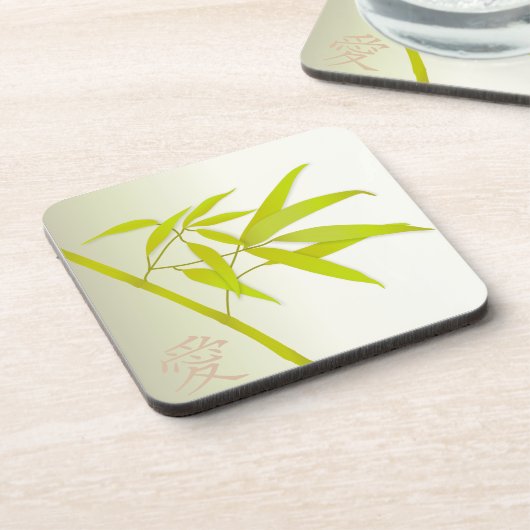 タケの葉および日本のな記号のコースター コースター (左側)