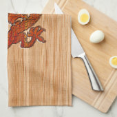 タケの赤いドラゴンは好みます キッチンタオル (四つ折り)