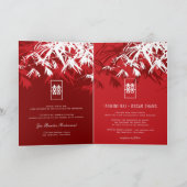 タケは二重幸福に中国のな結婚式を去ります 招待状 (内部)