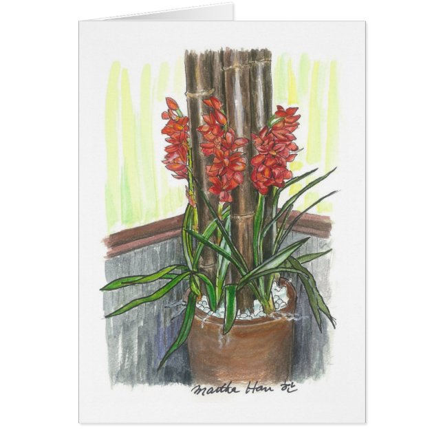 タケを持つ蘭 (正面)