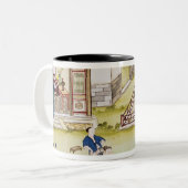 タケを紙を作るために集めること ツートーンマグカップ (正面左)