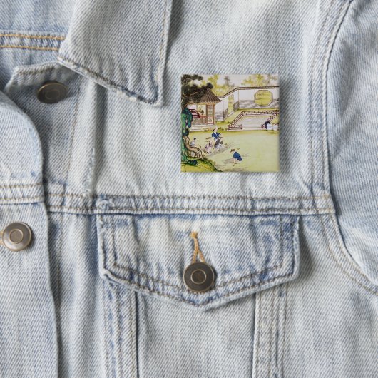 タケを紙を作るために集めること 缶バッジ (インサイチュ)