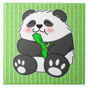 タケを食べるかわいいパンダの赤ちゃん タイル