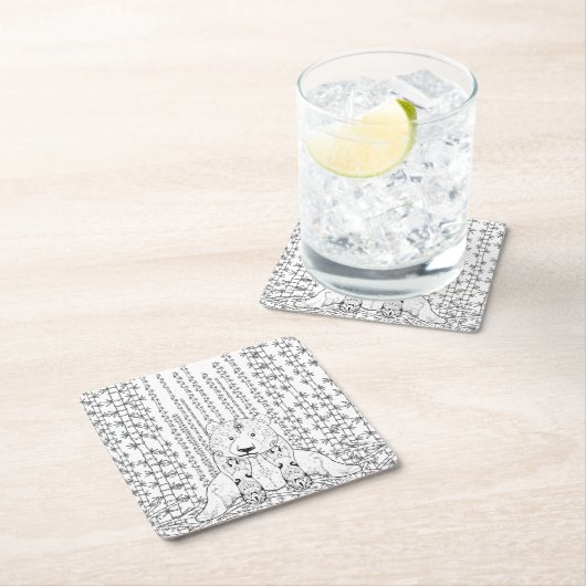 タケパンダの落書き スクエアペーパーコースター (インサイチュ)