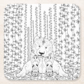 タケパンダの落書き スクエアペーパーコースター (正面)