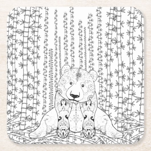 タケパンダの落書き スクエアペーパーコースター (正面)