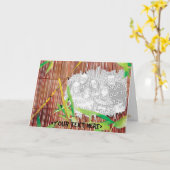 タケフェンス越しに楽園 カード (黄色い花)