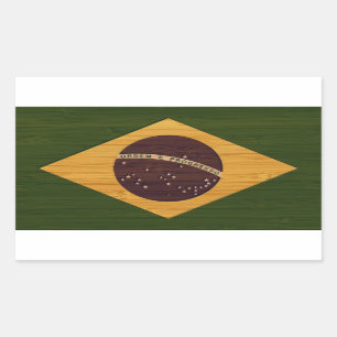 タケ一見及びヴィンテージのブラジルの刻まれた旗 長方形シール