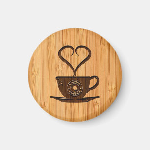 タケ一見及び刻まれたかわいいI愛コーヒー マグネット