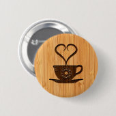 タケ一見及び刻まれたかわいいI愛コーヒー 缶バッジ (正面&裏面)