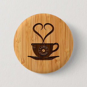 タケ一見及び刻まれたかわいいI愛コーヒー 缶バッジ