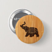 タケ一見及び刻まれたレトロのタイ象 缶バッジ (正面&裏面)