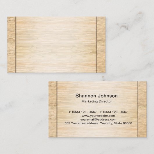 タケ木製の背景 名刺 (正面/裏面)