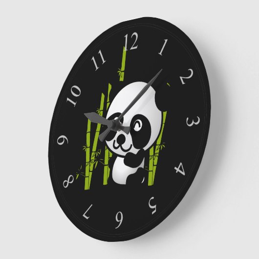 タケ果樹園のかわいい白黒パンダくま ラージ壁時計 (傾斜)