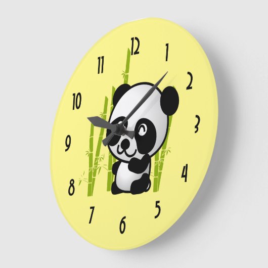 タケ果樹園のかわいい白黒パンダくま ラージ壁時計 (傾斜)