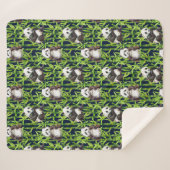 タケ水彩画パターンを持つパンダ シェルパブランケット (正面(横))