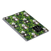 タケ水彩画パターン|モノグラムを持つパンダ ノートブック (右側)