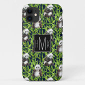 タケ水彩画パターン|モノグラムを持つパンダ Case-Mate iPhoneケース (裏面)