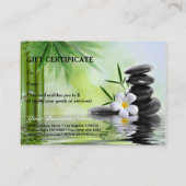 タケ禅は霊気のスパのサロンのギフト券に投石します 割引カード (裏面)