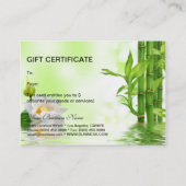 タケ蘭のスパのサロンのギフト券 割引カード (裏面)