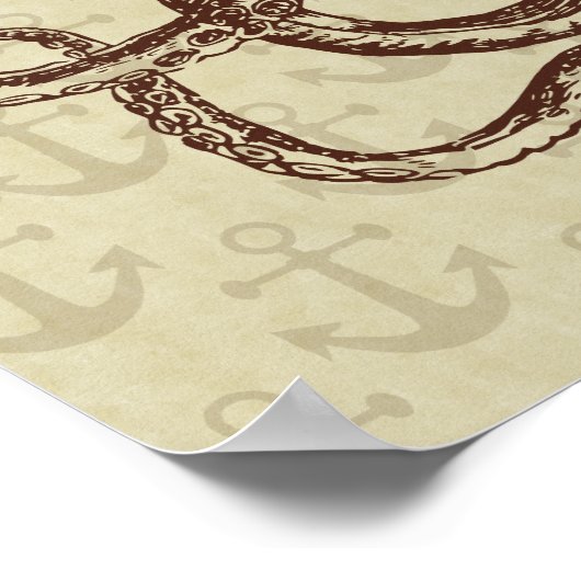 タコいかりロード・ボーダーヴィンテージブラウン ポスター (角)