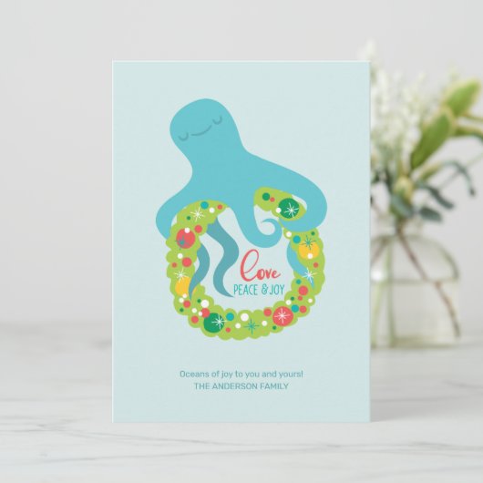 タコおもしろいクリスマス シーズンカード (スタンド正面)