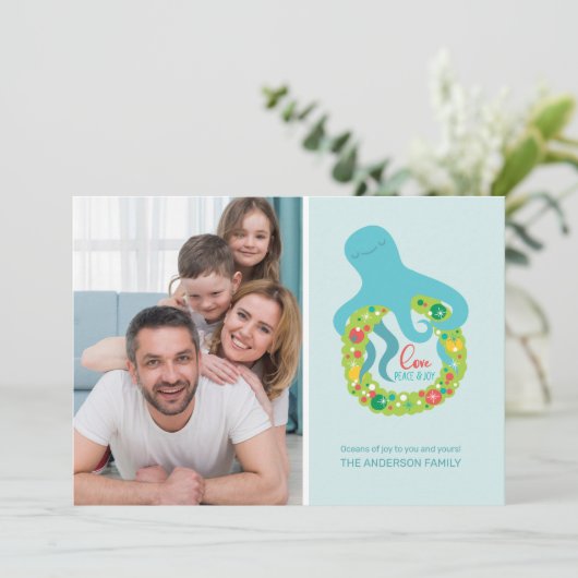 タコおもしろいクリスマス シーズンカード (スタンド正面)