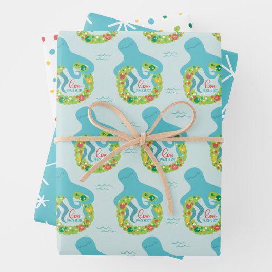 タコおもしろいクリスマス ラッピングペーパーシート (インサイチュ)