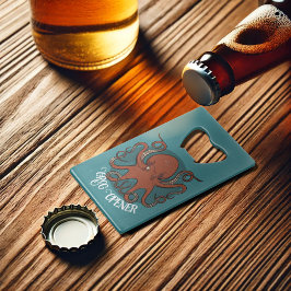 タコおもしろいグオープナー赤い触手漫画 クレジットカード栓抜き